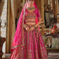 Rani Pink Silk Bridal Lehenga with Embroidered Belt Zardozi Florals