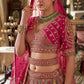 Rani Pink Silk Bridal Lehenga with Embroidered Belt Zardozi Florals