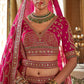 Rani Pink Silk Bridal Lehenga with Embroidered Belt Zardozi Florals