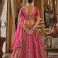 Rani Pink Silk Bridal Lehenga with Embroidered Belt Zardozi Florals
