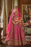 Rani Pink Silk Bridal Lehenga with Embroidered Belt Zardozi Florals