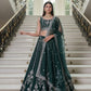 Bottle Green Georgette Lehenga Choli with Intricate Dori, Sequins, and Zari Embroidery