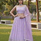 Lavender Georgette Thread and Sequins Embroidered Lehenga Choli