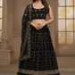 Black Zari Embroidered Flared Lehenga Choli with Floral Design