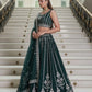 Bottle Green Georgette Lehenga Choli with Intricate Dori, Sequins, and Zari Embroidery