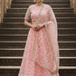 Pure georgette Light Pink Elegant Butterfly Net Lehenga with Intricate Embroidery