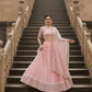 Pure georgette Light Pink Elegant Butterfly Net Lehenga with Intricate Embroidery