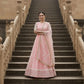 Pure georgette Light Pink Elegant Butterfly Net Lehenga with Intricate Embroidery