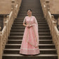 Pure georgette Light Pink Elegant Butterfly Net Lehenga with Intricate Embroidery