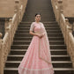 Pure georgette Light Pink Elegant Butterfly Net Lehenga with Intricate Embroidery