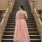 Pure georgette Light Pink Elegant Butterfly Net Lehenga with Intricate Embroidery