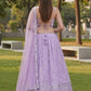 Lavender Georgette Thread and Sequins Embroidered Lehenga Choli