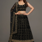 Black Zari Embroidered Flared Lehenga Choli with Floral Design