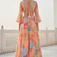 Peach & Blue Digital Printed Georgette Indo-Western Lehenga Set