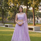 Lavender Georgette Thread and Sequins Embroidered Lehenga Choli