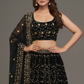 Black Zari Embroidered Flared Lehenga Choli with Floral Design