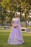 Lavender Georgette Thread and Sequins Embroidered Lehenga Choli