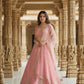 Semi-Stitched Blush Pink Silk Lehenga with Intricate Botanical Embroidery