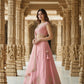 Semi-Stitched Blush Pink Silk Lehenga with Intricate Botanical Embroidery