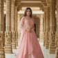 Semi-Stitched Blush Pink Silk Lehenga with Intricate Botanical Embroidery
