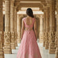 Semi-Stitched Blush Pink Silk Lehenga with Intricate Botanical Embroidery