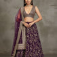 Designer Purple Reception Lehenga with Intricate Vine Embroidery