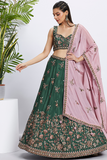 lavantefashionGreenPureChiffonSequinsandthreadembroiderySemi-StitchedLehengacholi_Dupatta_1 - LaVante Fashion
