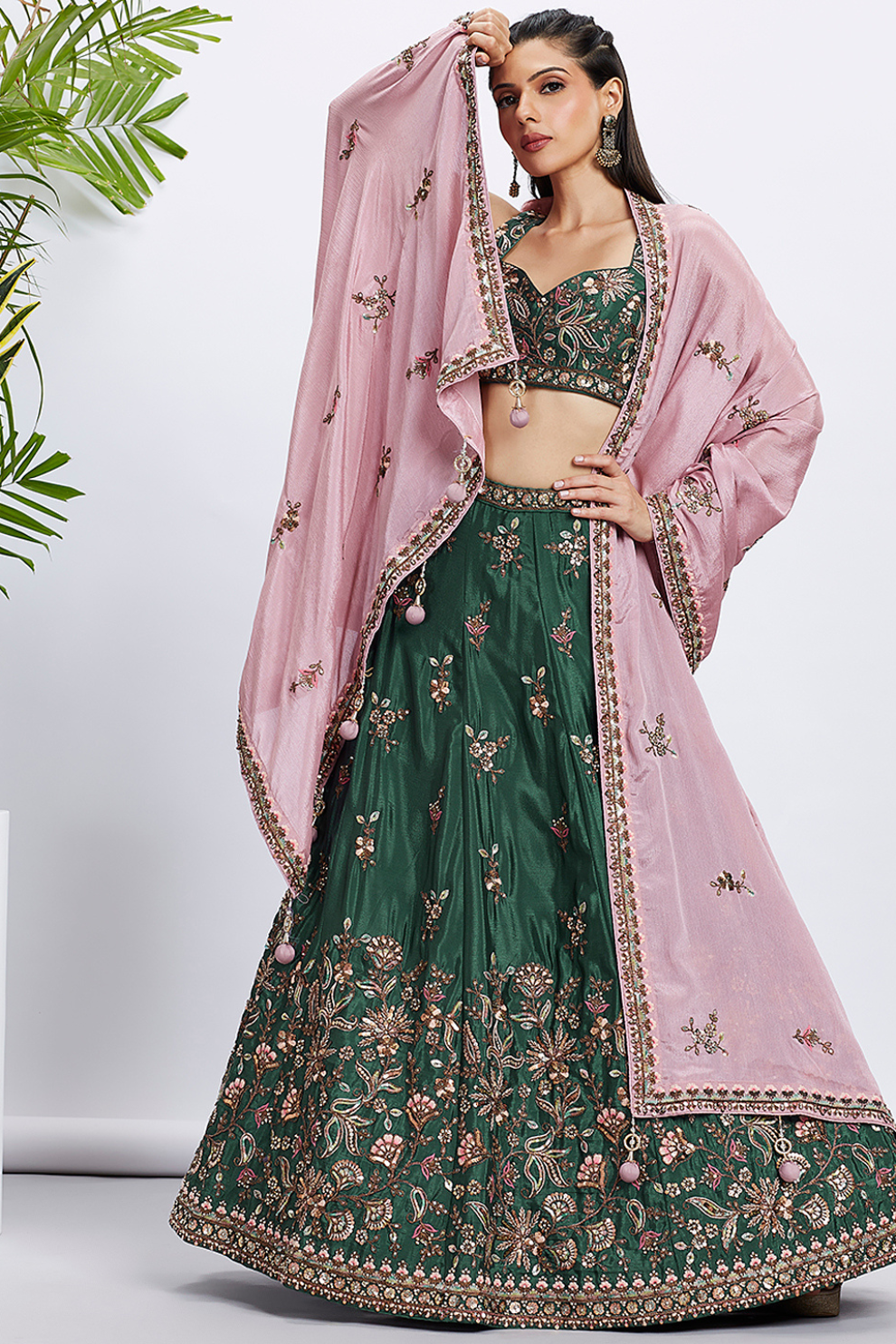 Designer Chiffon Lehenga Choli With Embroidery & Dupatta
