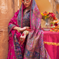 Soft Silk Banarasi Saree with Butta & Pashmina Print