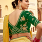 Banarasi Silk Saree with Elegant Contrast Blouse Design