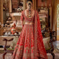 Scarlet Red Silk Bridal Lehenga Scalloped Border Kamarband Elegant