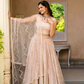 Elegant Peach Georgette Embroidered Lehenga Choli Set with Sequin Work