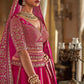 Rani Pink Silk Bridal Lehenga with Double Dupatta Zari Hand Embroidery