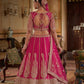 Rani Pink Silk Bridal Lehenga with Double Dupatta Zari Hand Embroidery