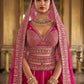 Rani Pink Silk Bridal Lehenga with Double Dupatta Zari Hand Embroidery