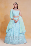 Georgette Thread and Sequins Embroidered Lehenga Choli with Dupatta