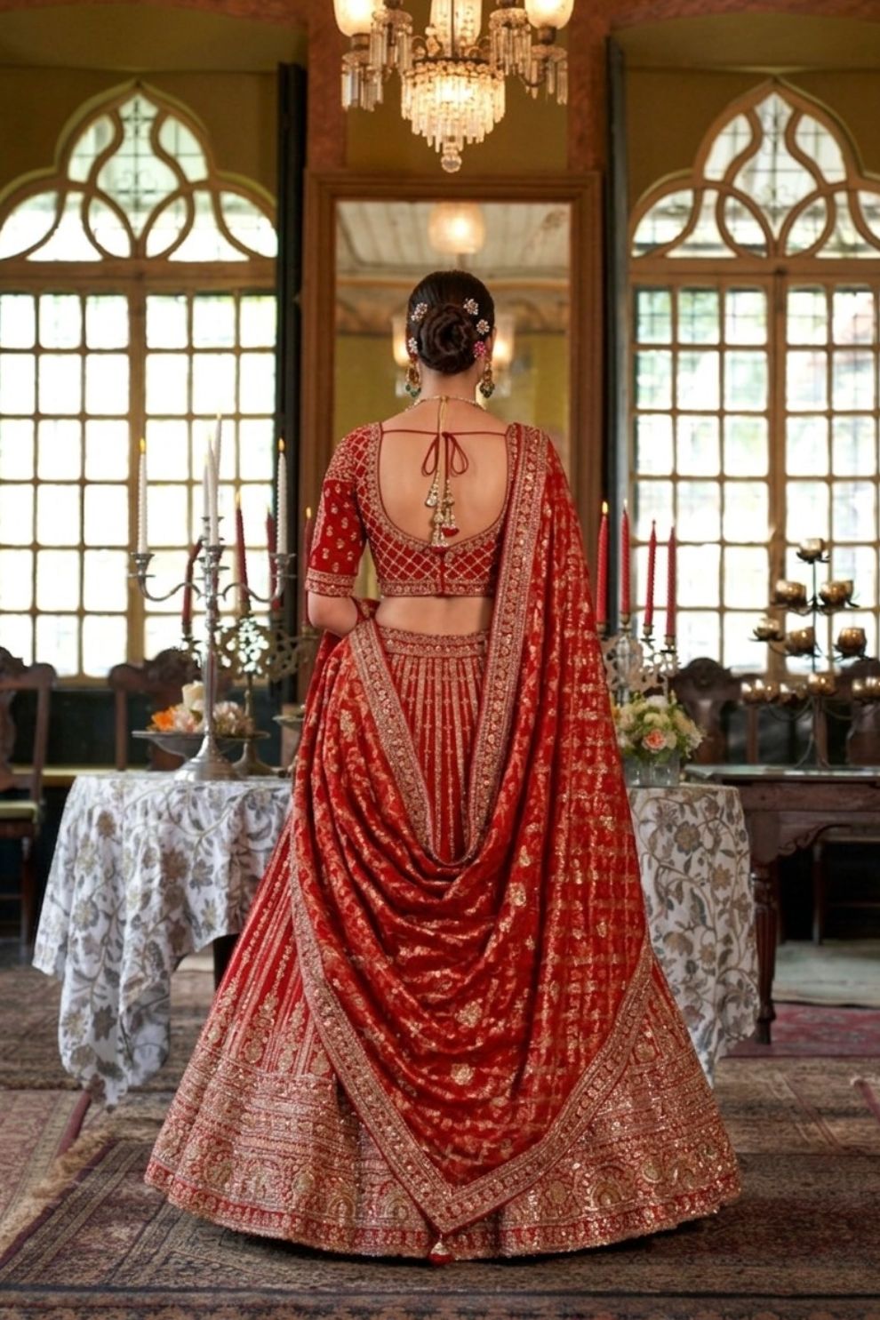 Crimson Royale Bridal Silk Lehenga with Zardozi Sequins Embroidery