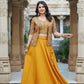 Mustard Yellow Art Silk Skirt Set With Embroidered Jacket
