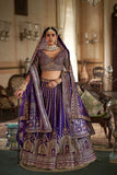 Royal Purple Silk Bridal Lehenga with Double Dupatta Zari Handwork