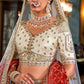 Ivory Silk Lehenga Set with Double Dupatta Intricate Embroidery Elegant