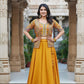 Mustard Yellow Art Silk Skirt Set With Embroidered Jacket