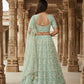 Pista Green Soft Net Thread Embroidery Work Lehenga Choli