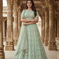Pista Green Soft Net Thread Embroidery Work Lehenga Choli
