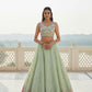 Pista Green Embroidered Georgette Lehenga Choli with Dupatta