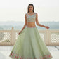 Pista Green Embroidered Georgette Lehenga Choli with Dupatta