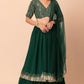 Bottle Green Double Layered Georgette Lehenga with Zari and Sequin Work