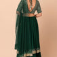 Bottle Green Double Layered Georgette Lehenga with Zari and Sequin Work