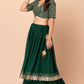 Bottle Green Double Layered Georgette Lehenga with Zari and Sequin Work