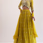 Mustard Yellow Georgette Lehenga Choli with Silver Embroidery and Ruffle Dupatta