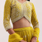 Mustard Yellow Georgette Lehenga Choli with Silver Embroidery and Ruffle Dupatta